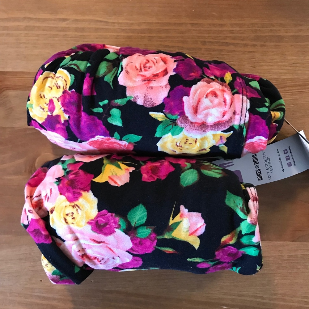 A & D leggings Floral roses vibrant